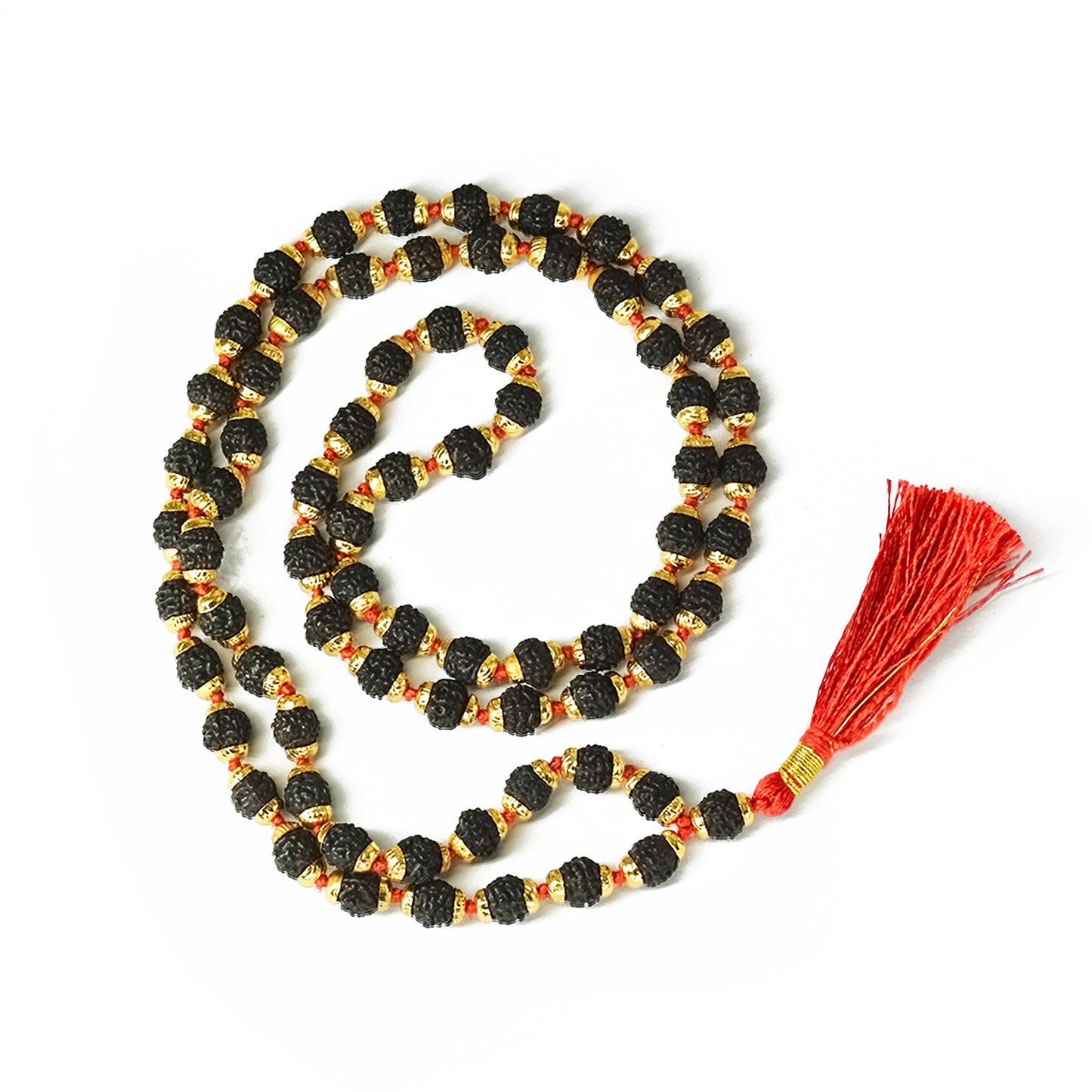 Rudraksha Mala with Gold Capping (Black Colour) (Indonesian)