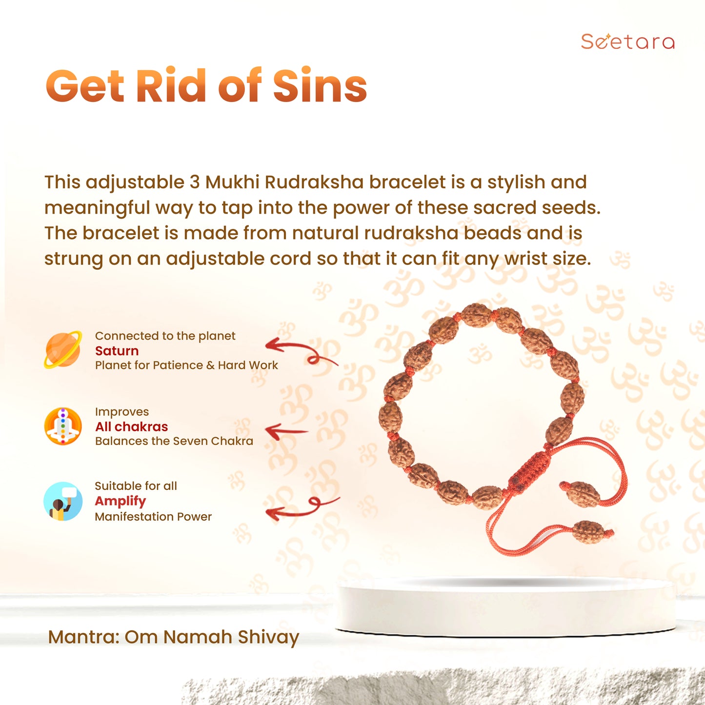 3 Mukhi Rudraksha Bracelet (Indonesian)