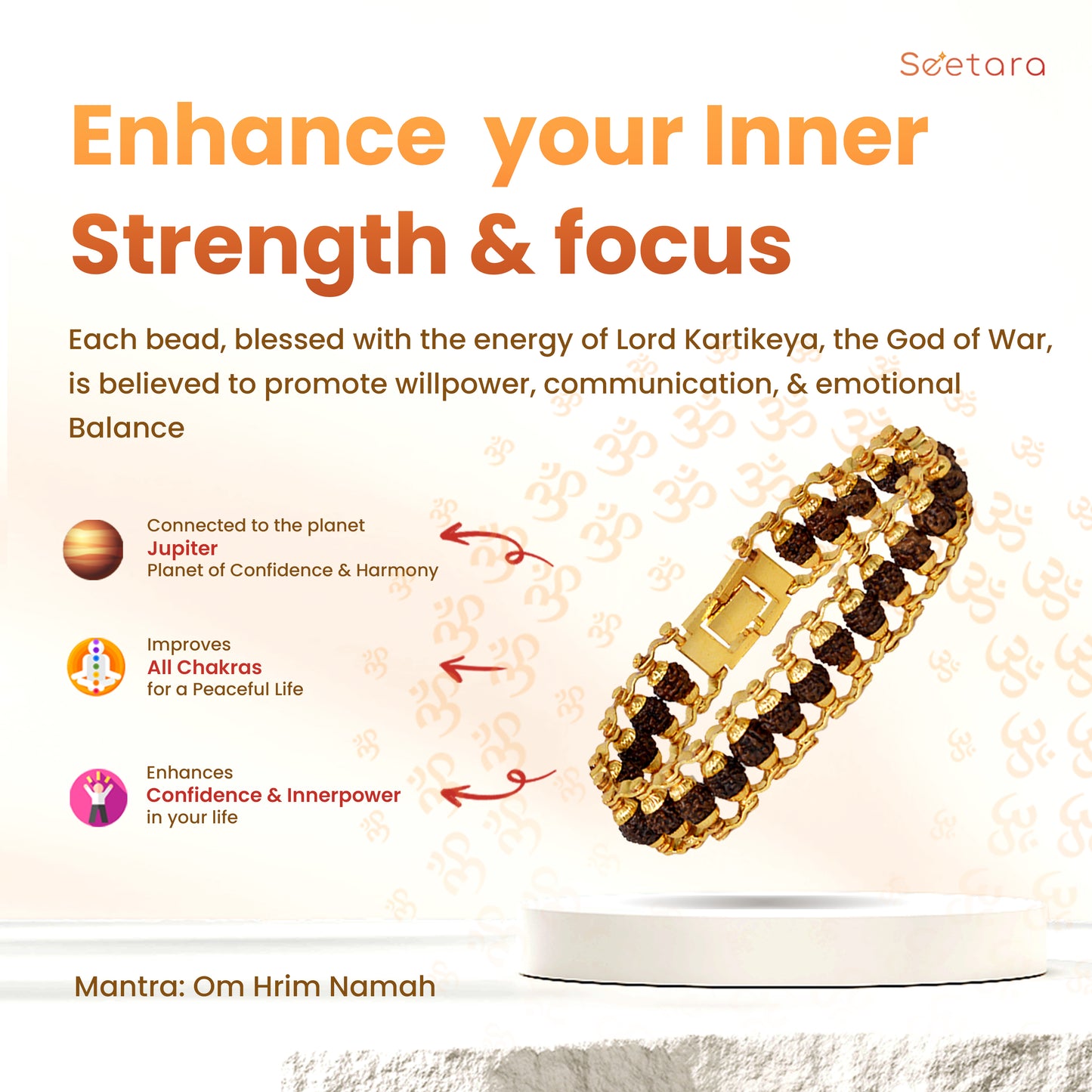 Premium Gold Plated 5 Mukhi Rudraksha Bracelet (Indonesian)