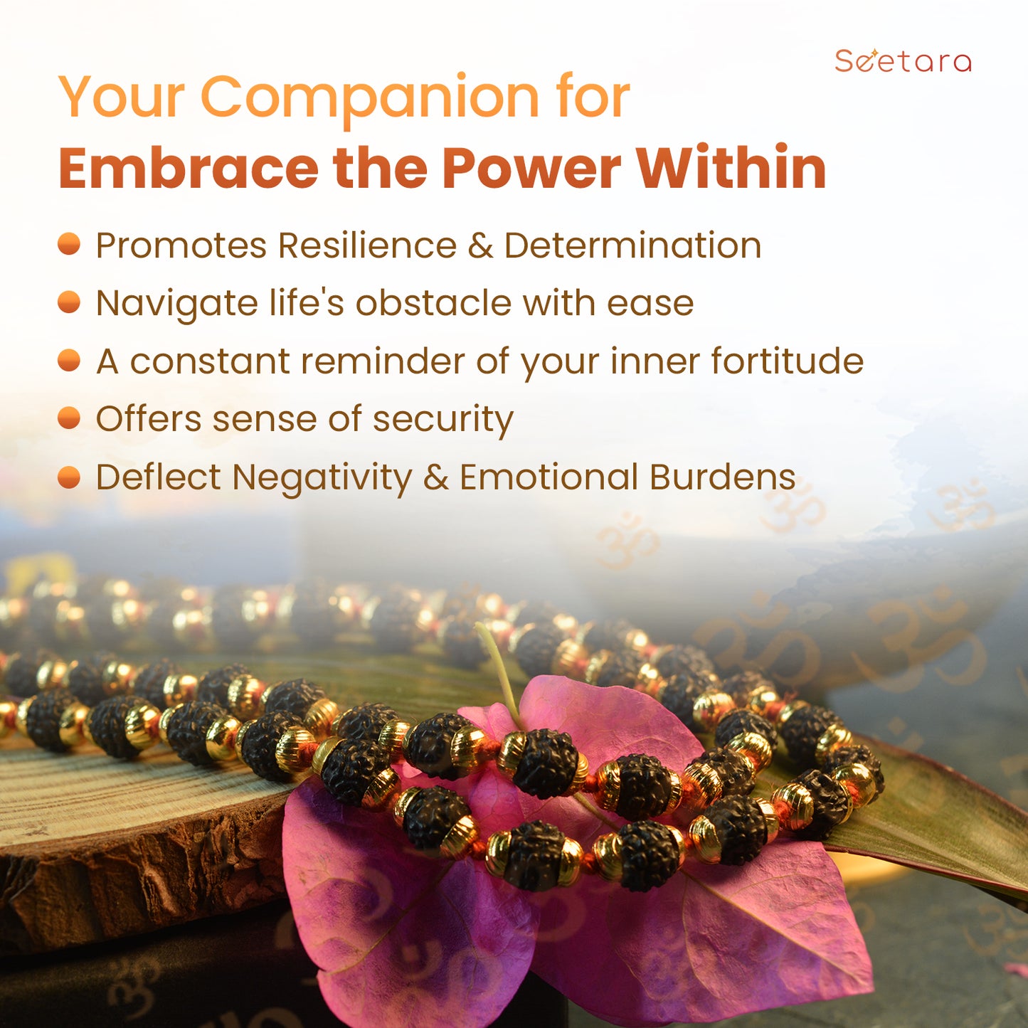 Rudraksha Mala with Gold Capping (Black Colour) (Indonesian)