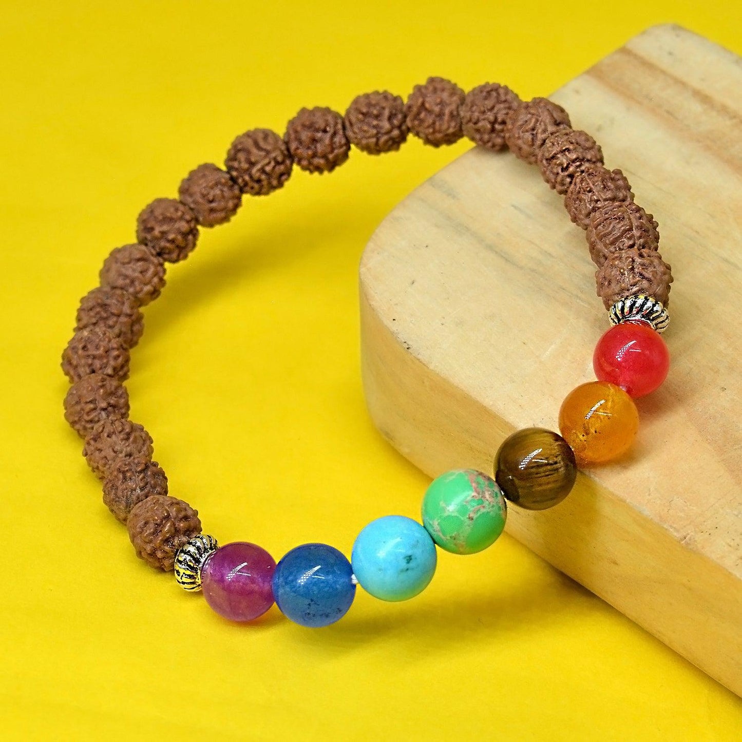 5 Mukhi Rudraksha & 7 Chakra Energy Healing Bracelet - Seetara