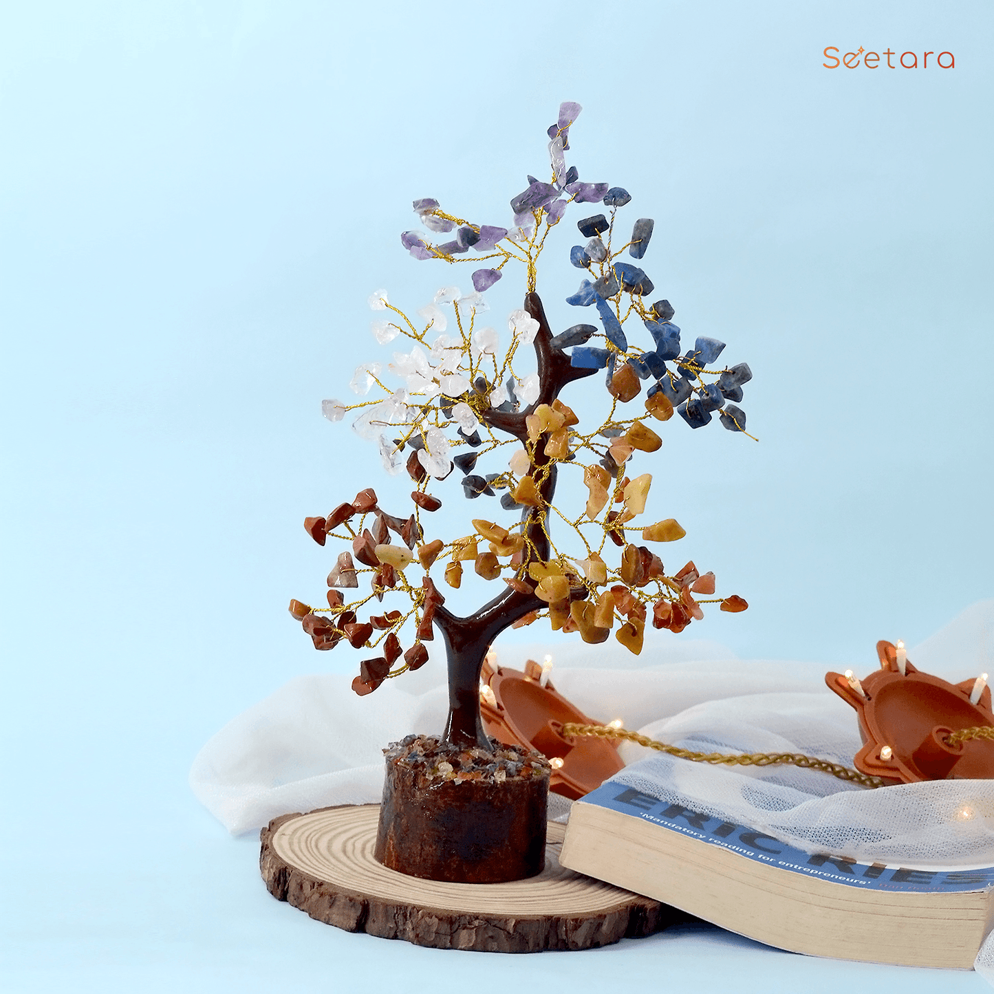 7 Chakra Crystal Feng Shui Healing Tree | 200 Beads | For Balancing & Alignment - Seetara