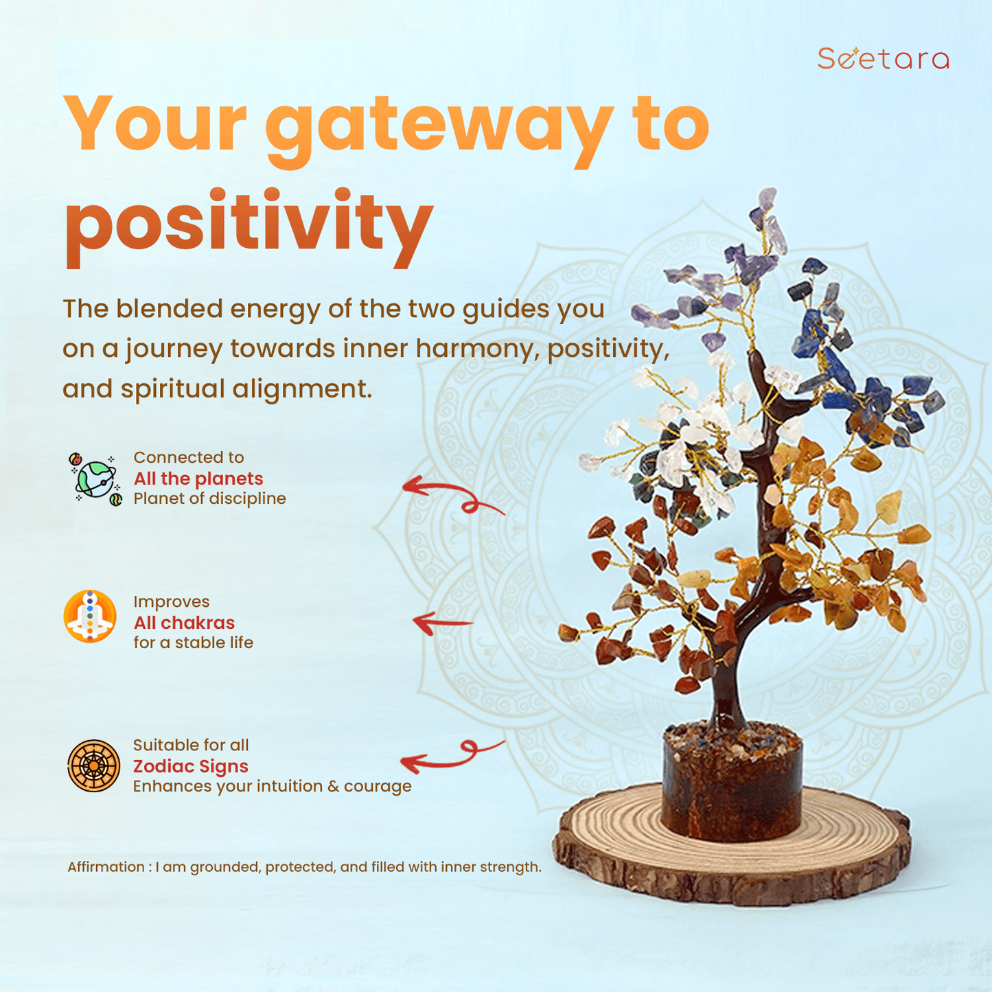 7 Chakra Crystal Feng Shui Healing Tree | For Balancing & Alignment - Seetara