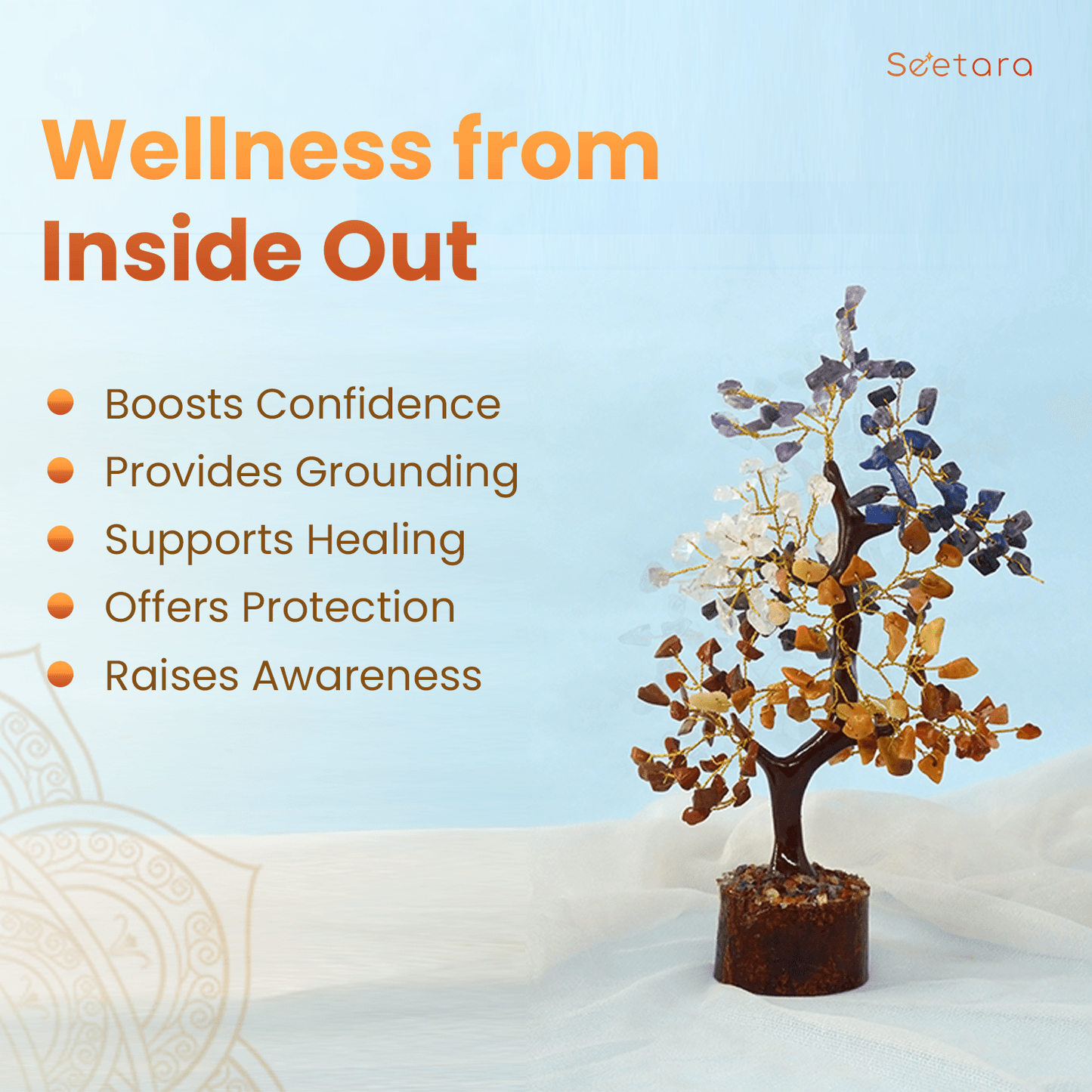 7 Chakra Crystal Feng Shui Healing Tree | For Balancing & Alignment - Seetara