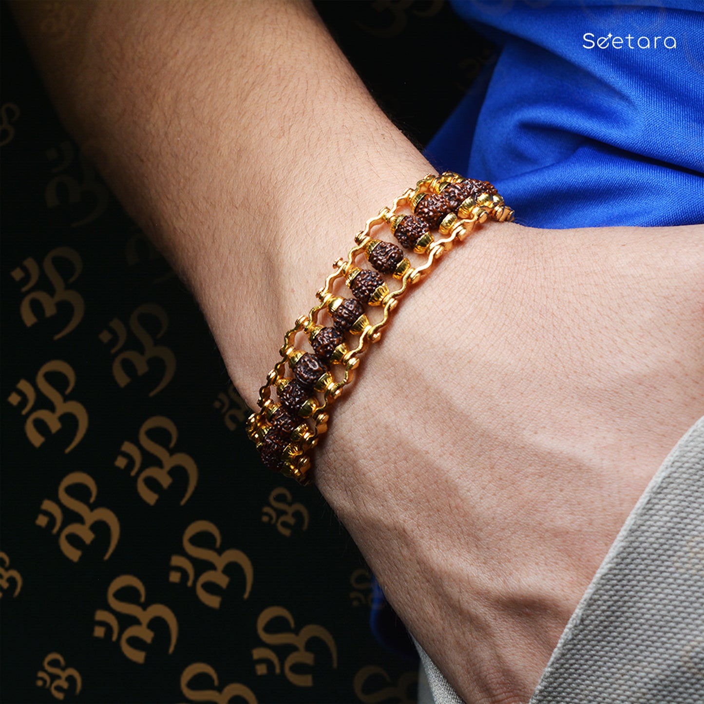 Premium Gold Plated 5 Mukhi Rudraksha Bracelet (Indonesian)