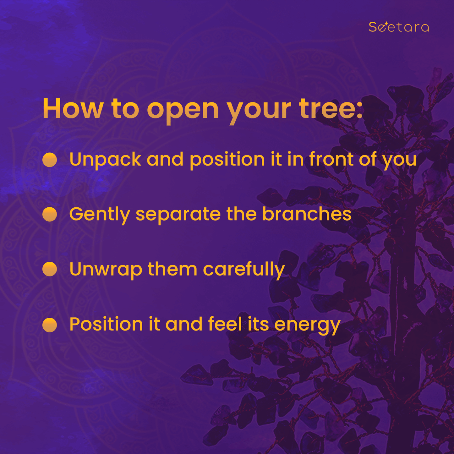 Amethyst Crystal Feng Shui Healing Tree | 200 Beads | For Protection & Concentration - Seetara