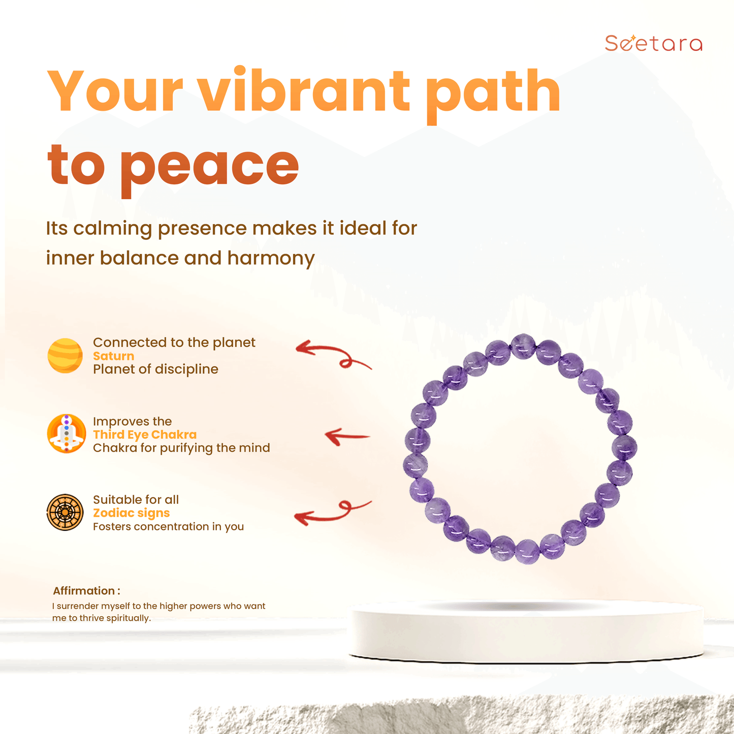Amethyst Healing Bracelet | For Protection & Concentration - Seetara