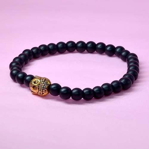 Black Obsidian Healing Bracelet with Buddha Charm | For Purifying & Protection - Seetara