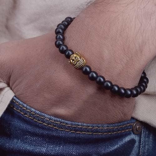 Black Obsidian Healing Bracelet with Buddha Charm | For Purifying & Protection - Seetara