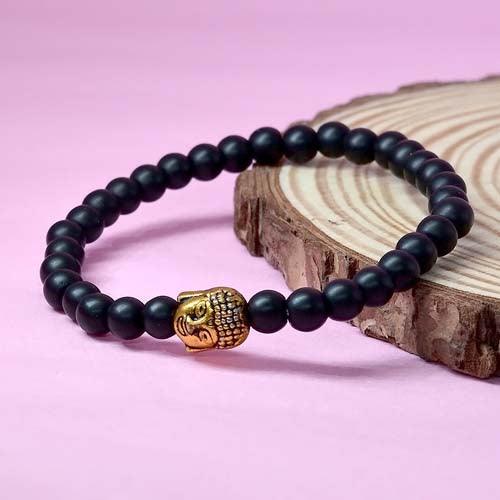 Black Obsidian Healing Bracelet with Buddha Charm | For Purifying & Protection - Seetara