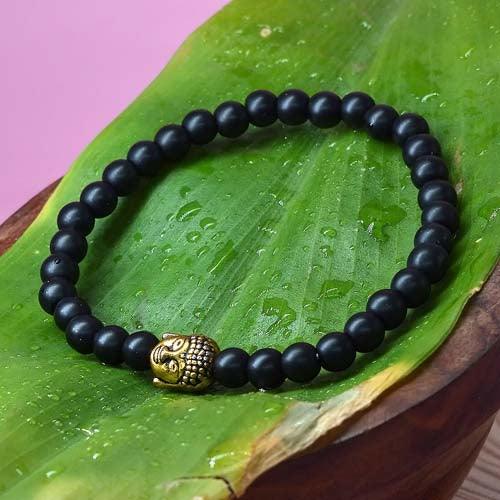 Black Obsidian Healing Bracelet with Buddha Charm | For Purifying & Protection - Seetara