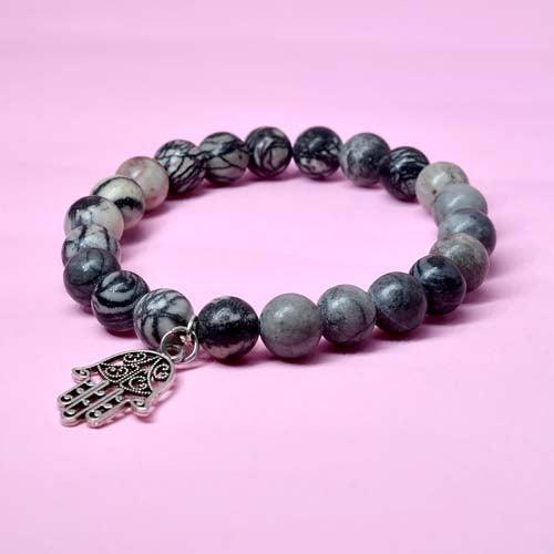 Black Web Jasper Healing Crystal Bracelet | For Removing Negative Energy - Seetara