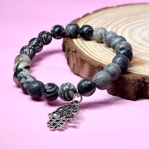 Black Web Jasper Healing Crystal Bracelet | For Removing Negative Energy - Seetara