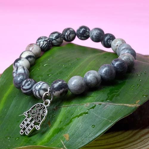 Black Web Jasper Healing Crystal Bracelet | For Removing Negative Energy - Seetara