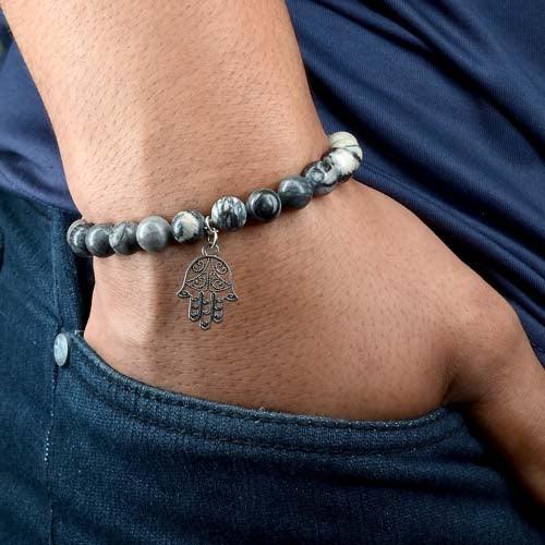Black Web Jasper Healing Crystal Bracelet | For Removing Negative Energy - Seetara
