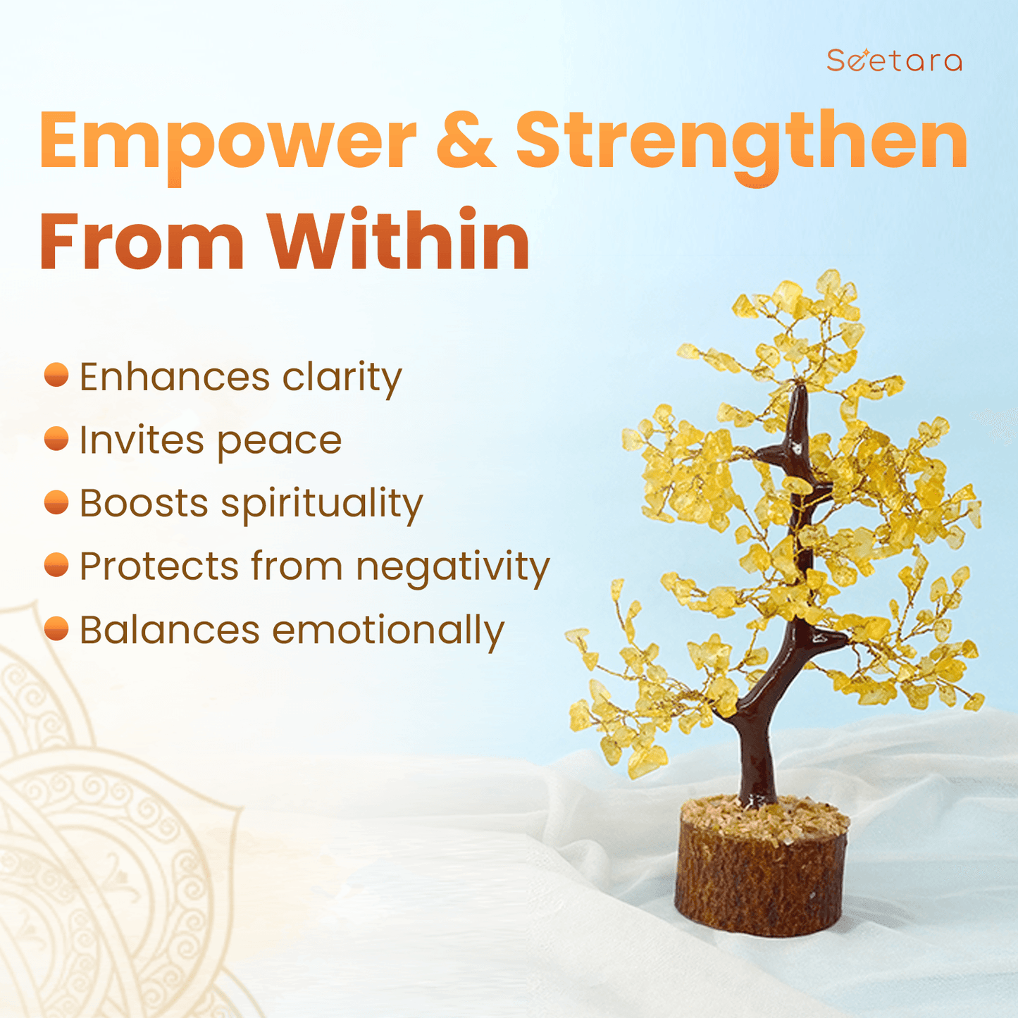 Citrine Crystal Feng Shui Healing Tree | 200 Beads | For Wealth - Seetara