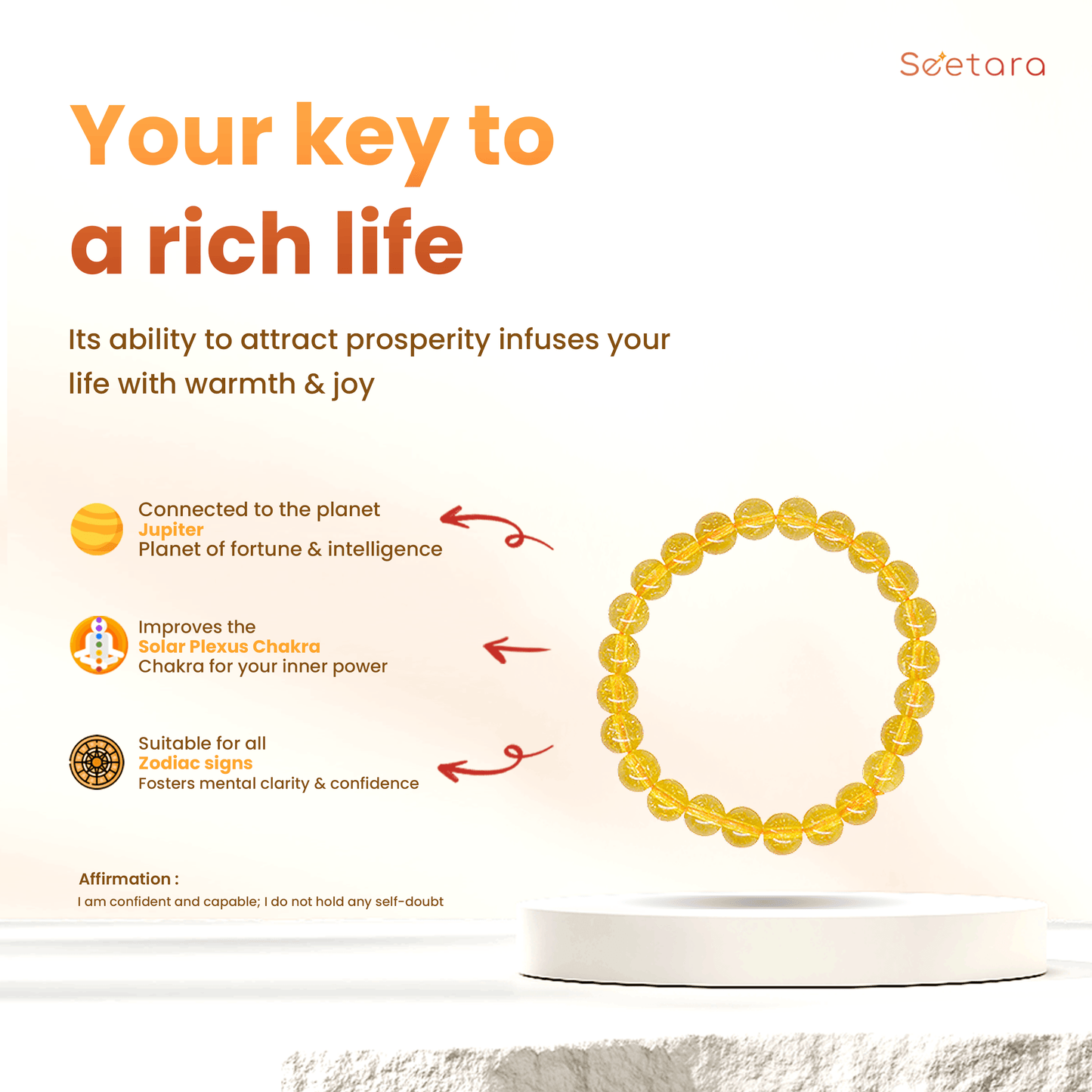 Citrine Healing Crystal Bracelet | For Wealth & Prosperity - Seetara