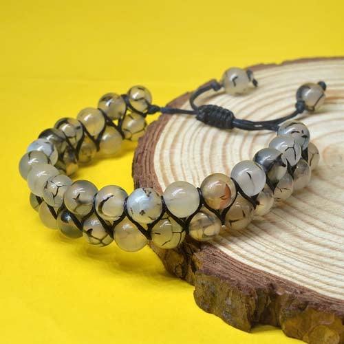 Dragon Vein Agate Double Layered Healing Crystal Bracelet - Seetara