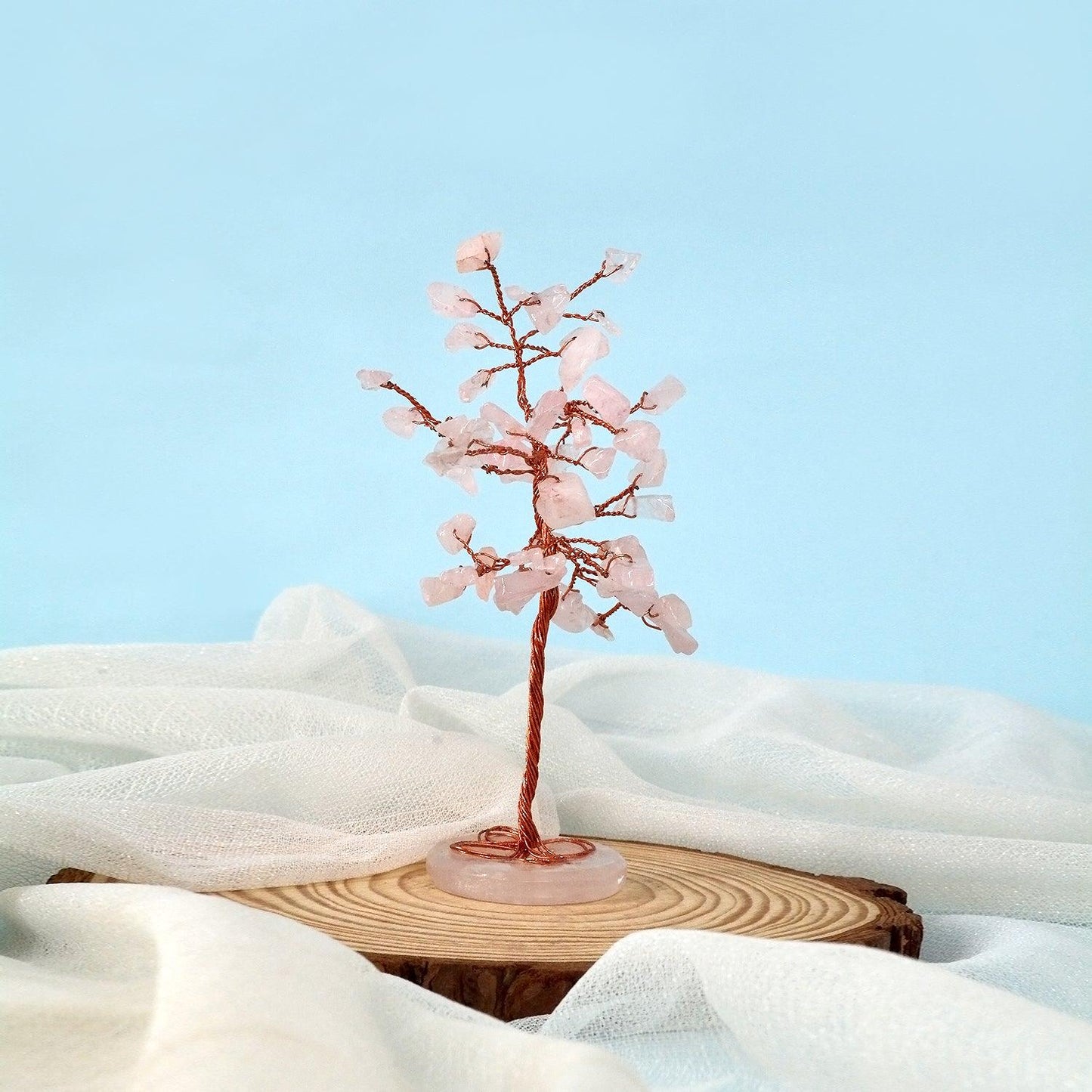 Rose Quartz Crystal Feng Shui Healing Tree | 50 Beads | For Unconditional Love & Acceptance - Seetara