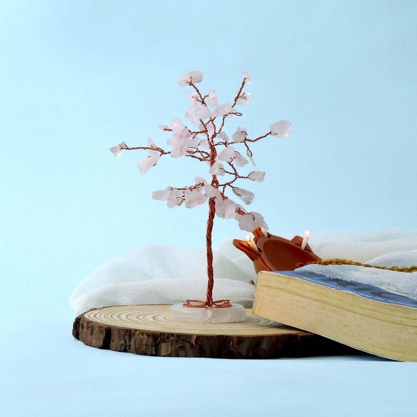 Rose Quartz Crystal Feng Shui Healing Tree | 50 Beads | For Unconditional Love & Acceptance - Seetara