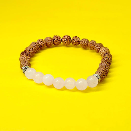 Rudraksha & Rose Quartz Energy Healing Bracelet - Seetara