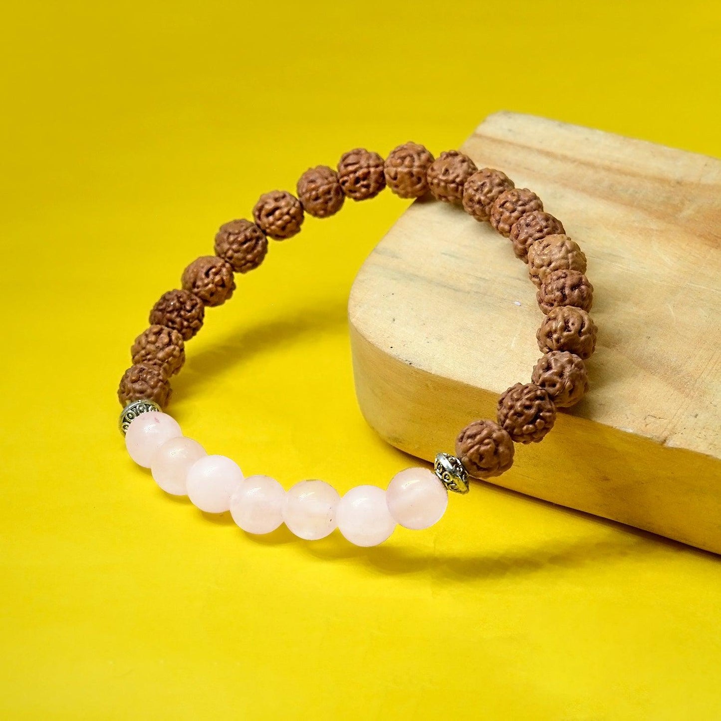 Rudraksha & Rose Quartz Energy Healing Bracelet - Seetara