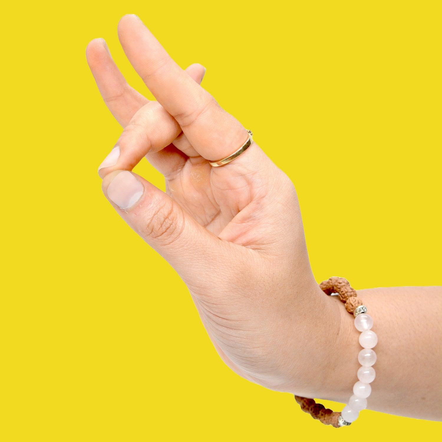 Rudraksha & Rose Quartz Energy Healing Bracelet - Seetara