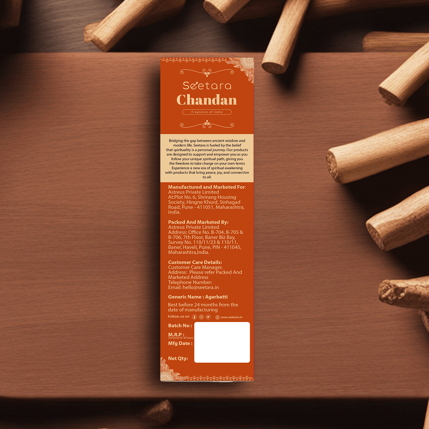 Seetara Incense sticks | Chandan - Seetara