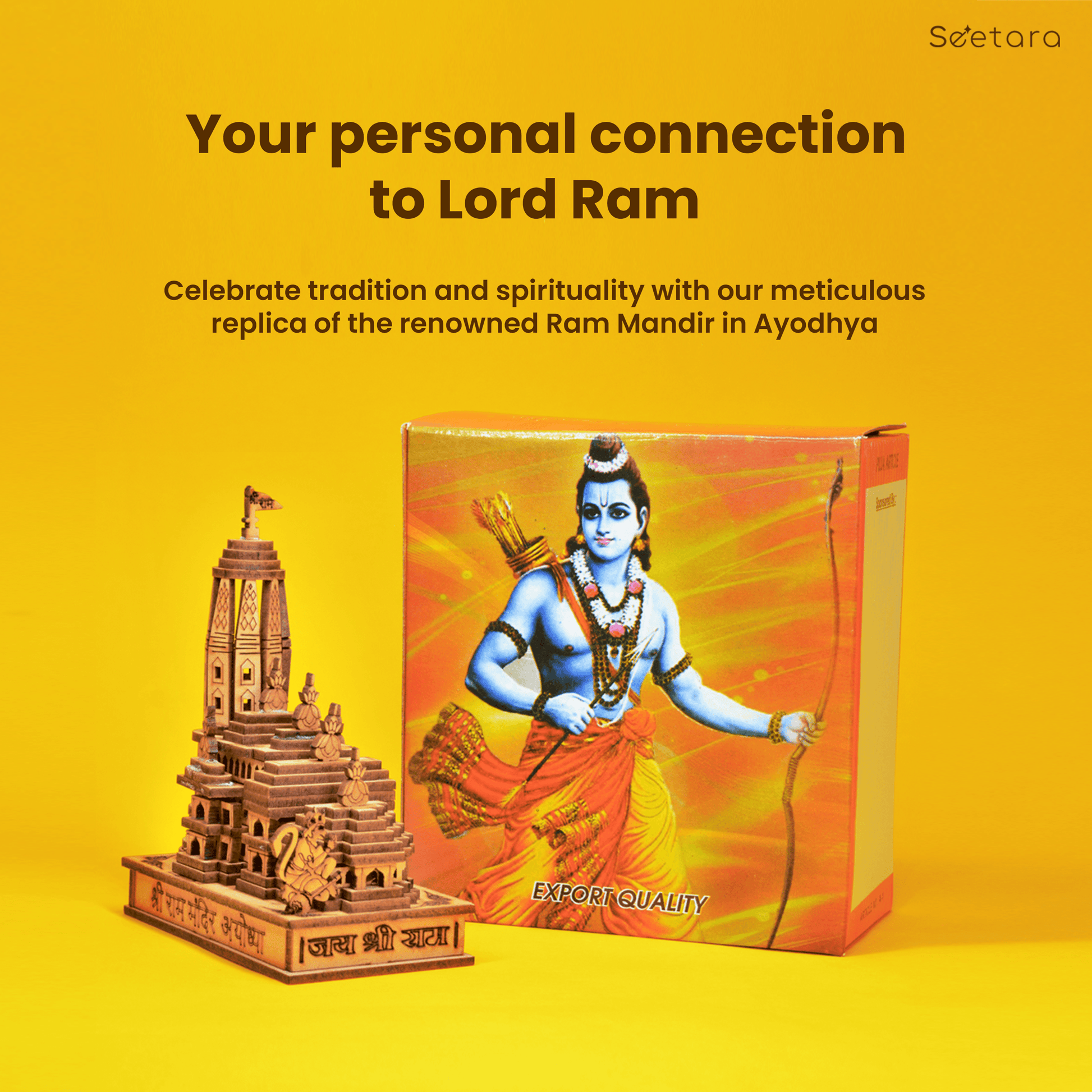Seetara Ram Mandir Ayodhya | Ideal for Home Temple | Home Decor & Gifts | Intricate Craftsmanship & Locally Sourced - Seetara