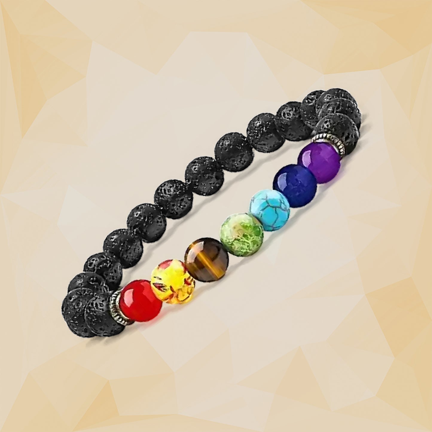 7 Chakra & Lava Stone Healing Bracelet | For Balancing & Grounding
