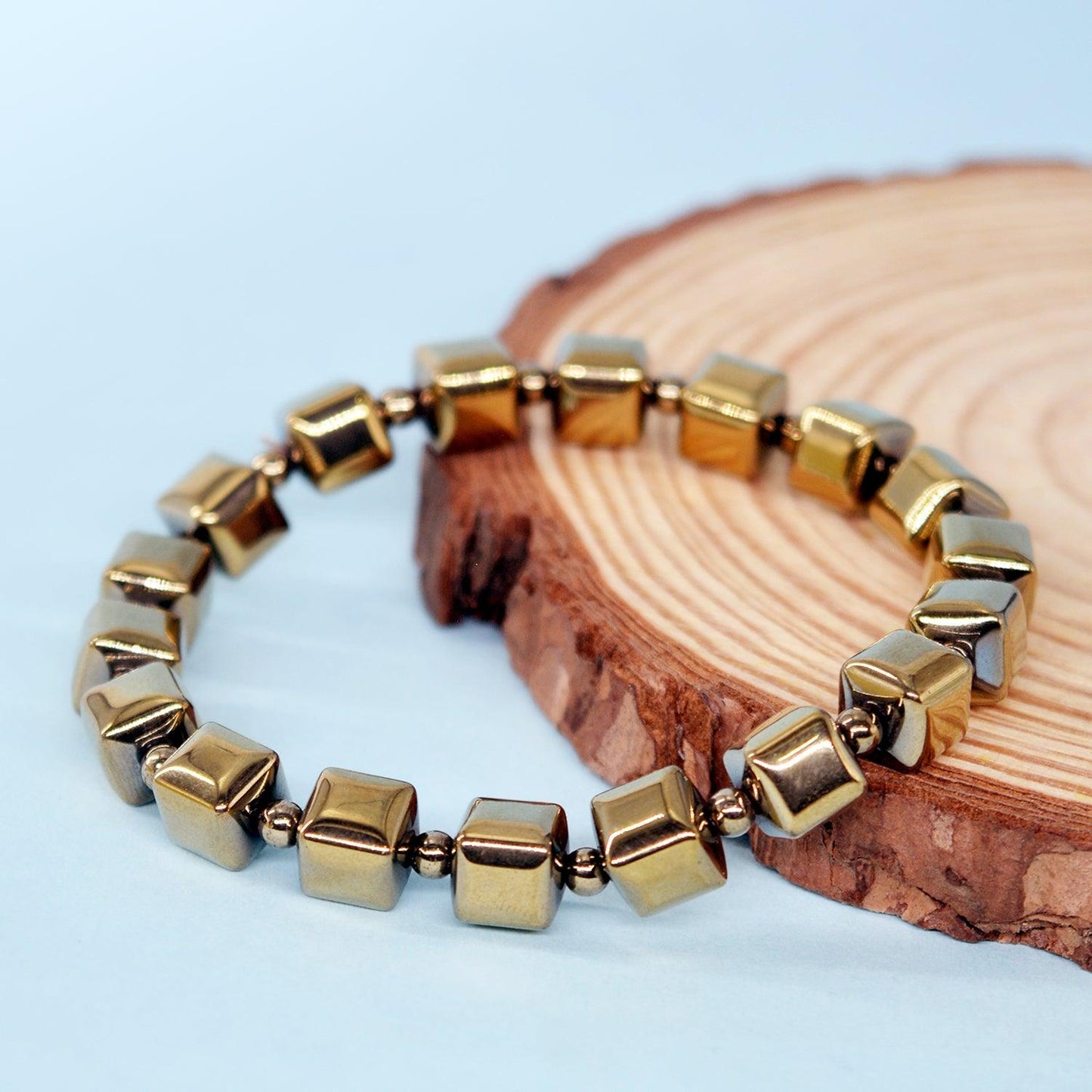 Square Pyrite Bracelet | For Wealth and Prosperity - Seetara