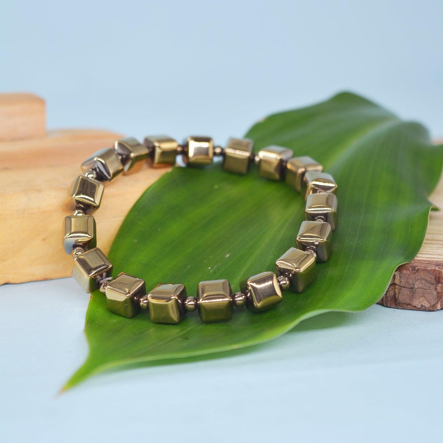 Square Pyrite Bracelet | For Wealth and Prosperity - Seetara