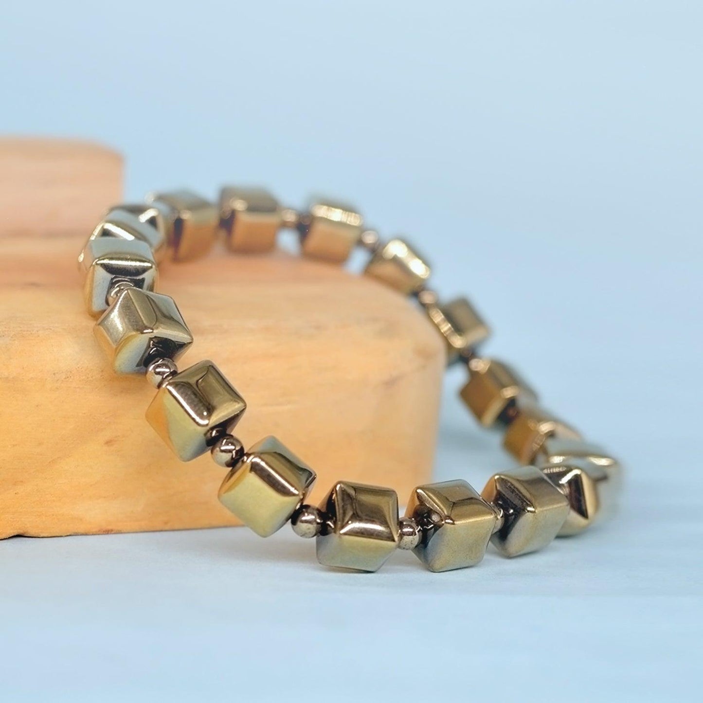 Square Pyrite Bracelet | For Wealth and Prosperity - Seetara
