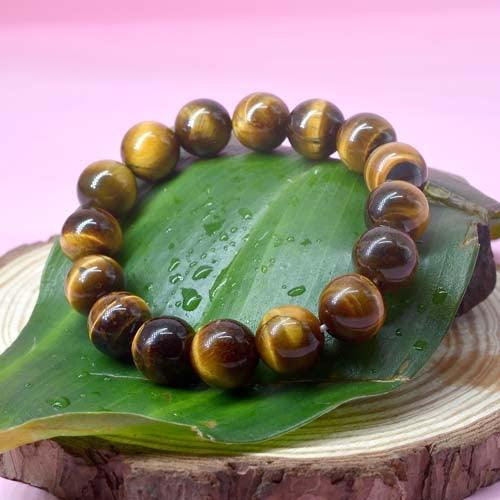 Tiger Eye Healing Crystal Bracelet | For Courage & Willpower | 12-MM Beads - Seetara