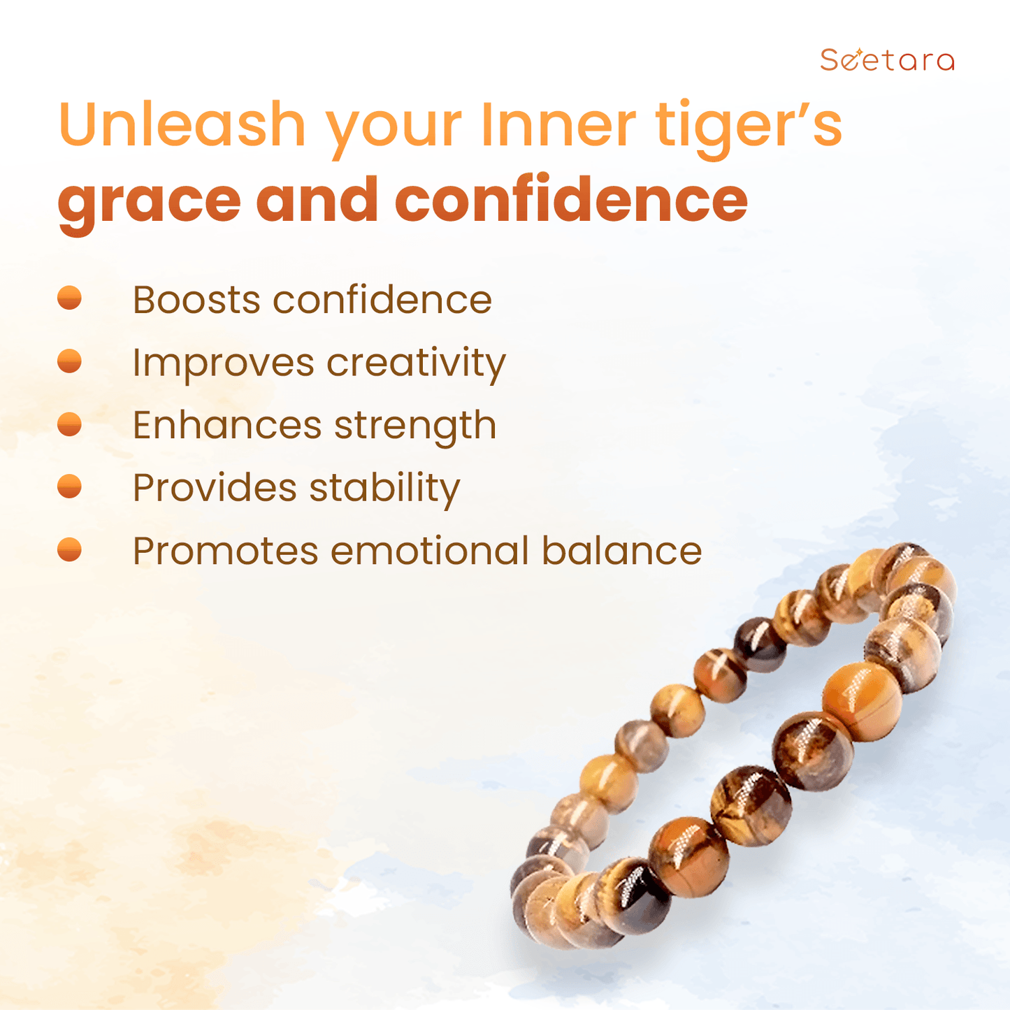 Tiger Eye Healing Crystal Bracelet | For Courage & Willpower | 8-MM Beads - Seetara