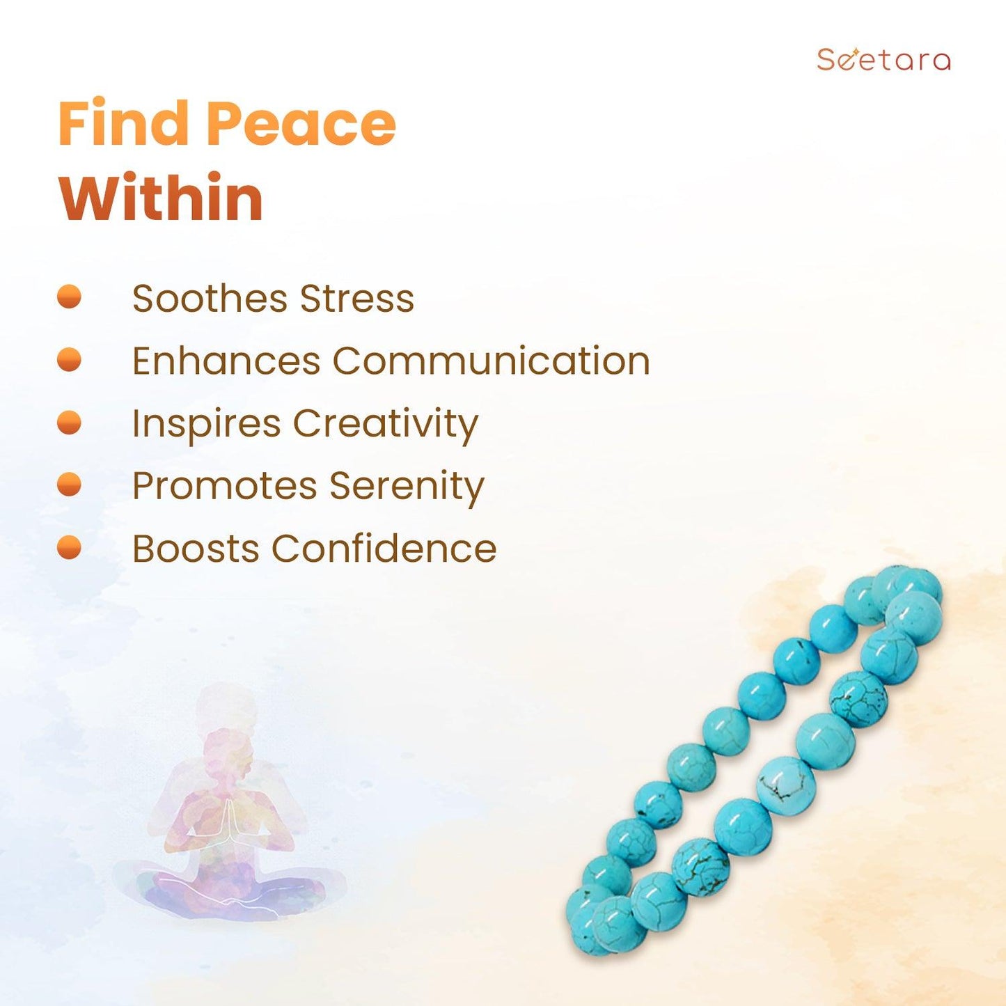 Turquoise Healing Crystal Bracelet | For Balancing & Energising - Seetara