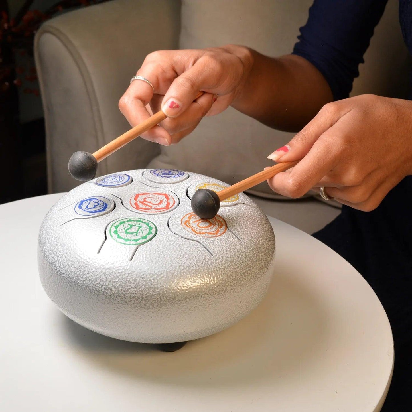 White Seven Chakra Tongue Drum - Seetara