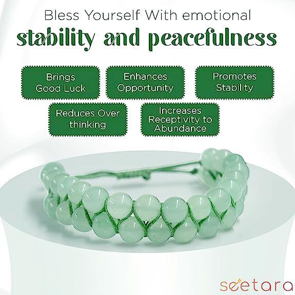 Green Aventurine Double Layered Healing Crystal Bracelet | For Abundance, Prosperity, and Happiness - Seetara