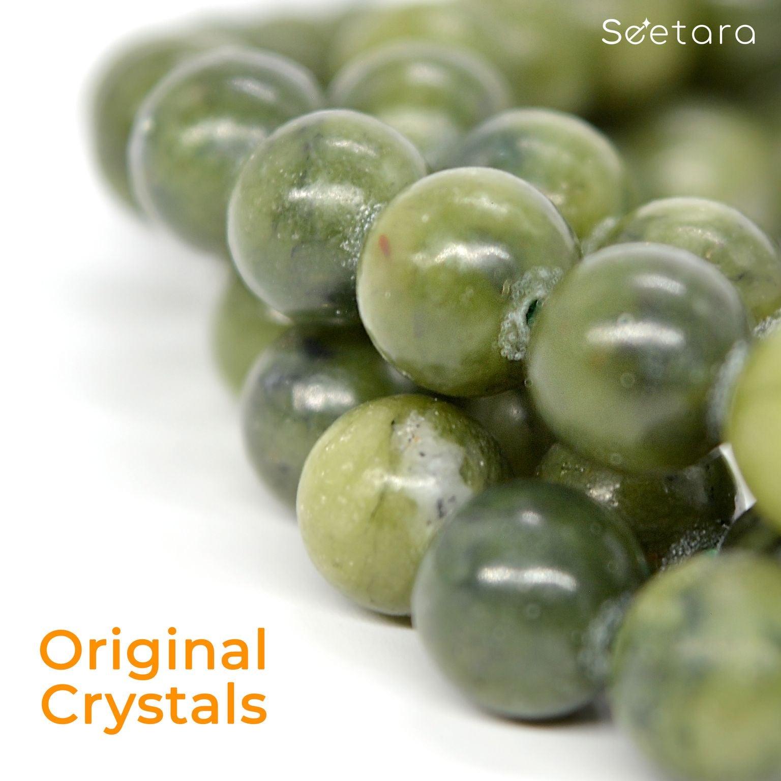 Green Jade Japa Mala | 108 Prayer Beads | For Health & Abundance - Seetara