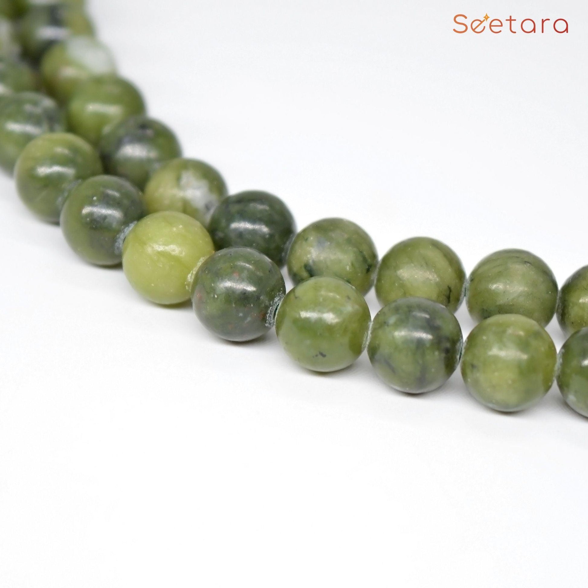 Green Jade Japa Mala | 108 Prayer Beads | For Health & Abundance - Seetara