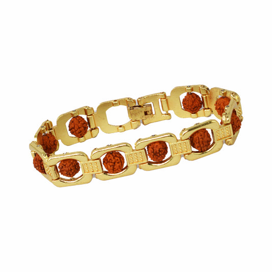 5 Mukhi Rudraksha Gold Capping Bracelet