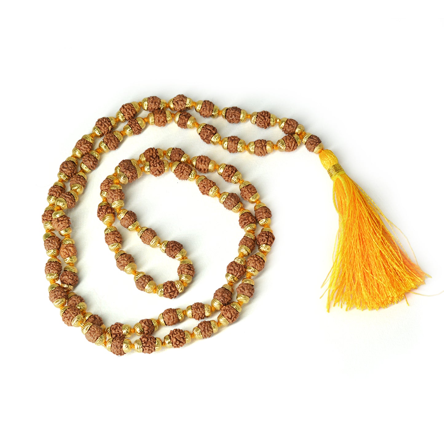 Rudraksha Mala with Gold Capping (Original Colour) (Indonesian)