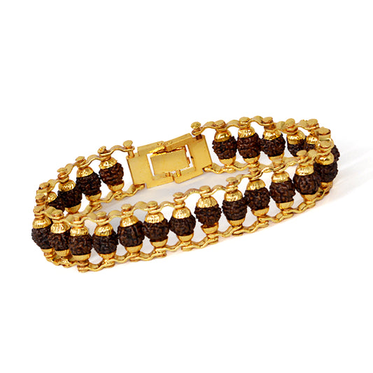 5 Mukhi Rudraksha Gold Plated Bracelet