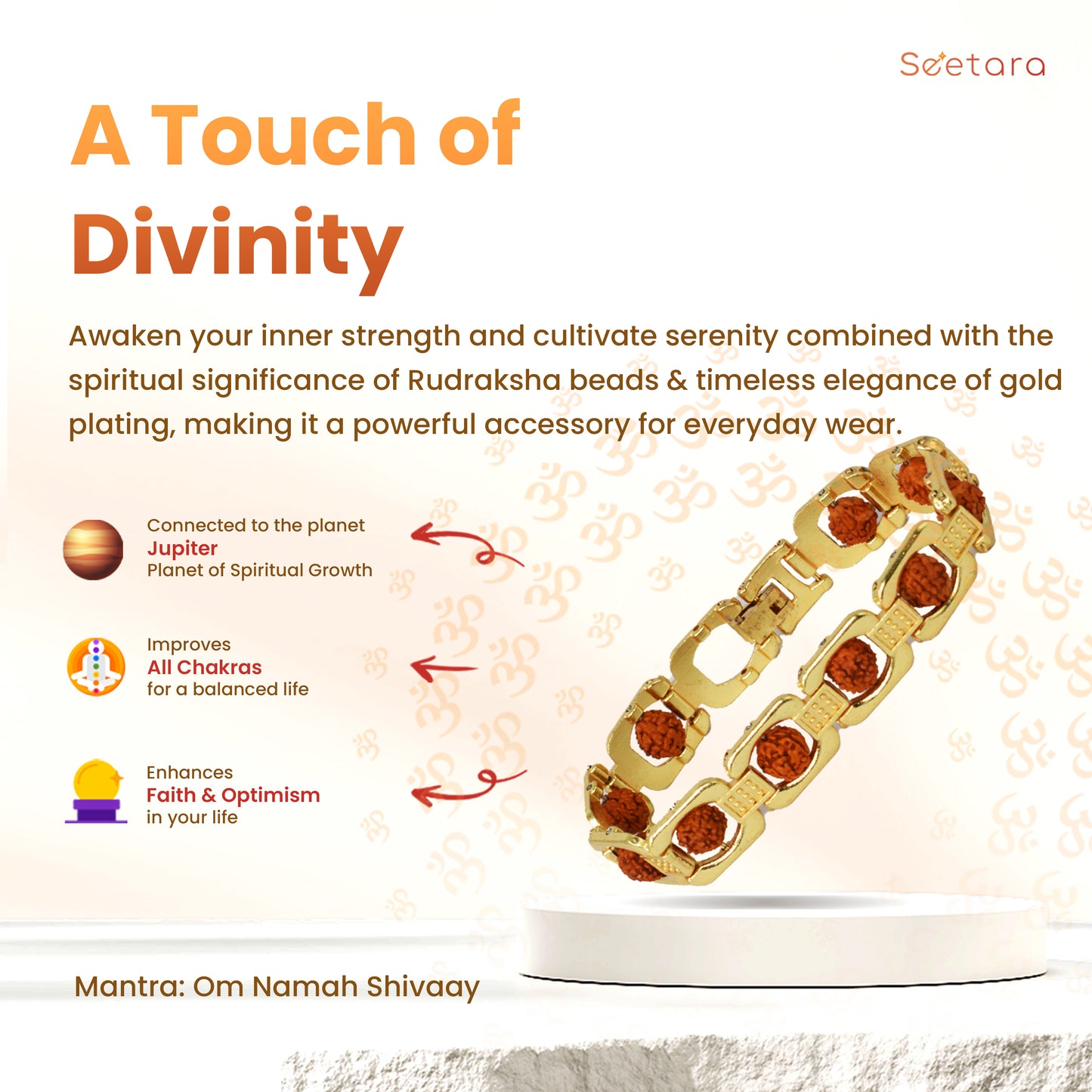 Gold Plated 5 Mukhi Rudraksha Bracelet (Indonesian)