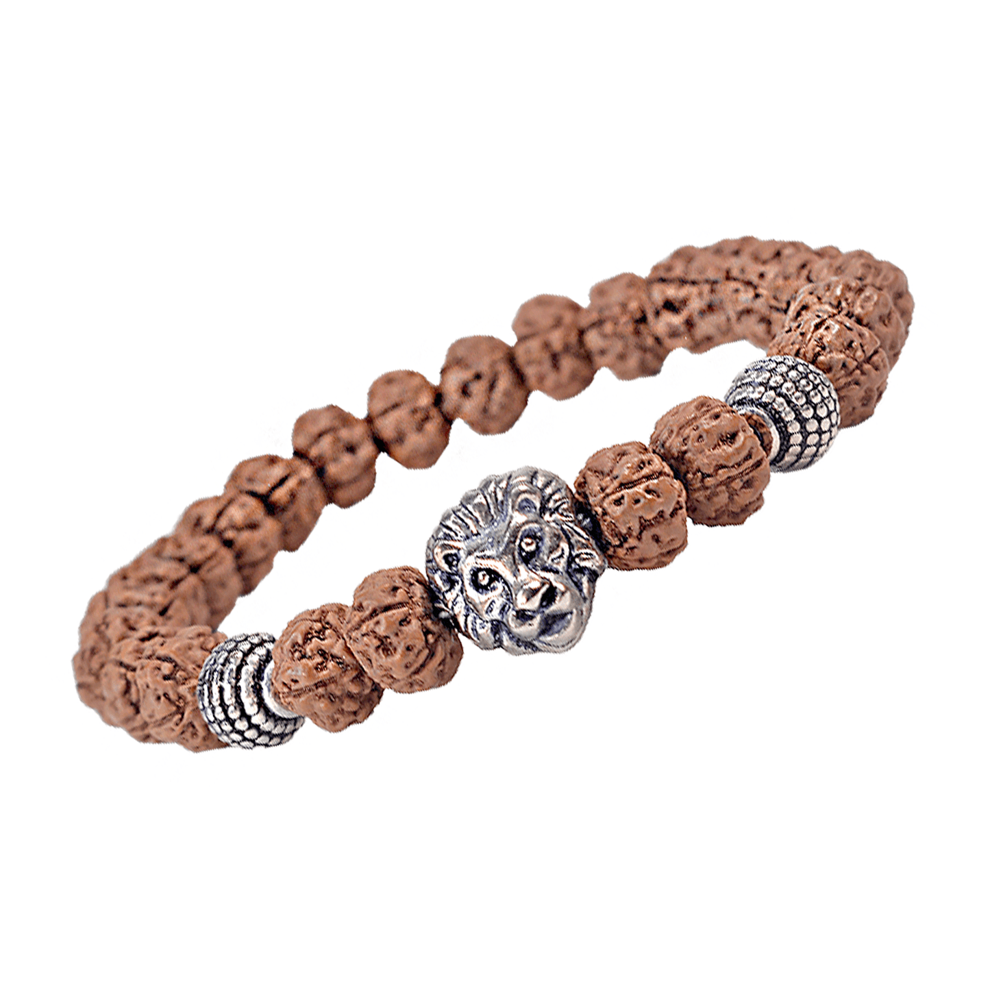 5 Mukhi Rudraksha Energy Healing Bracelet with Lion Charm - Seetara