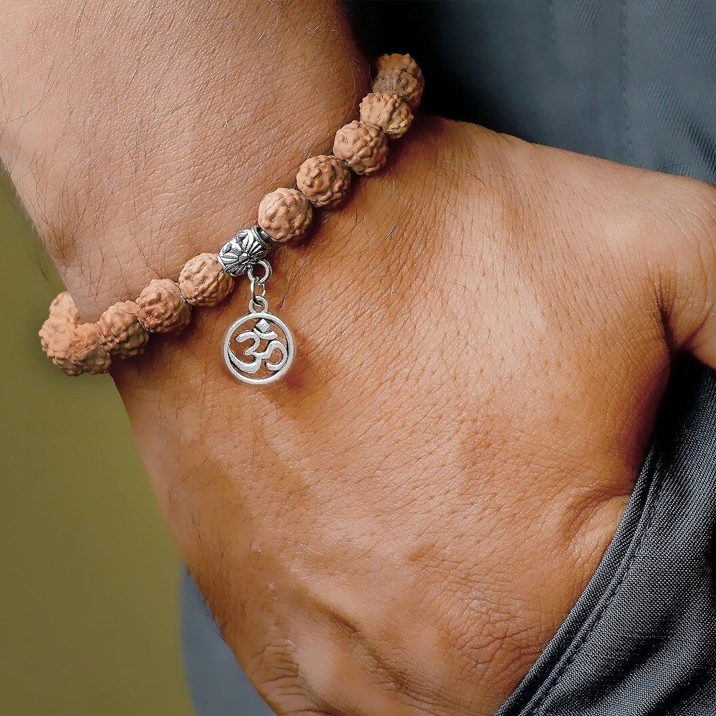 5 Mukhi Rudraksha Energy Healing Bracelet with Om Charm - Seetara