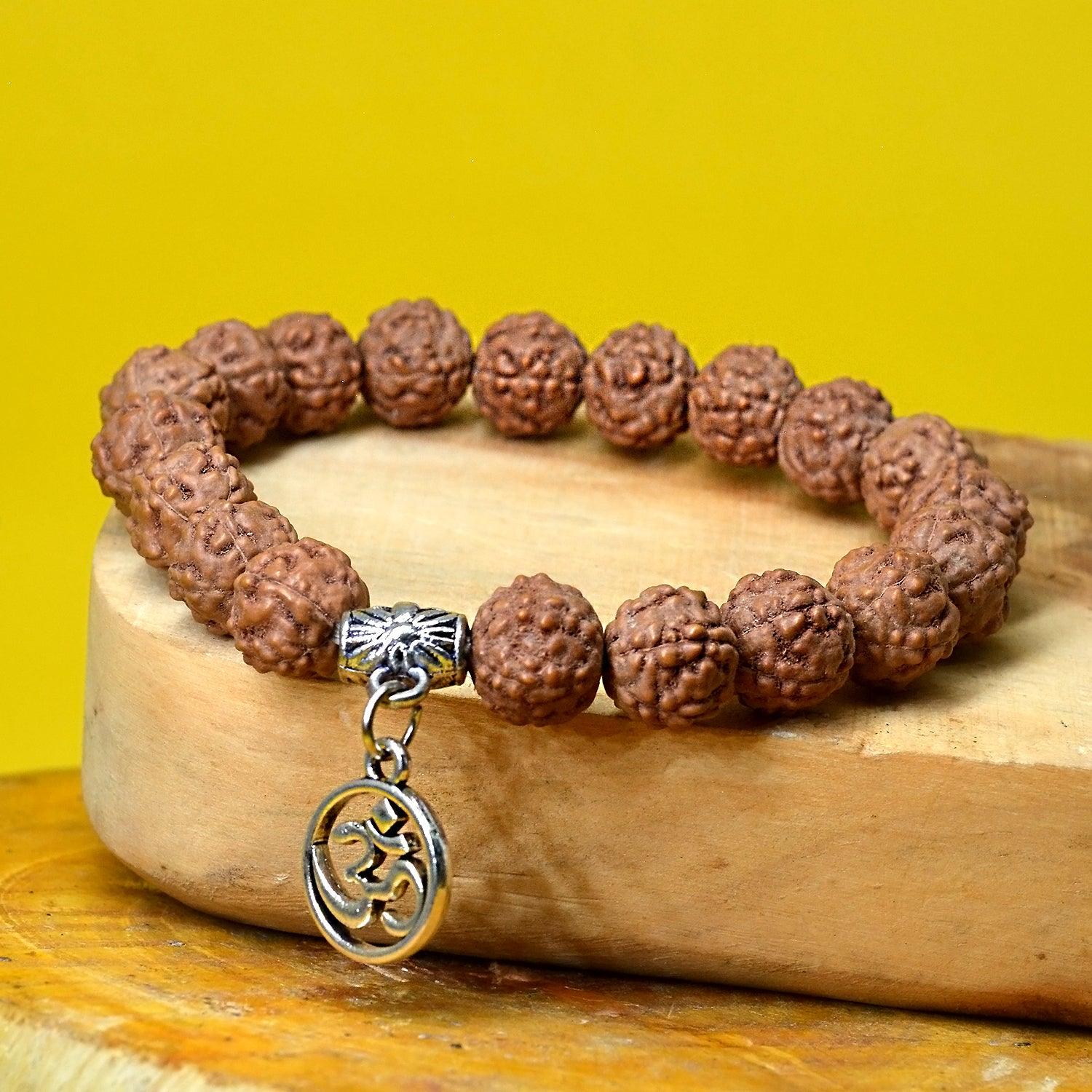 5 Mukhi Rudraksha Energy Healing Bracelet with Om Charm - Seetara