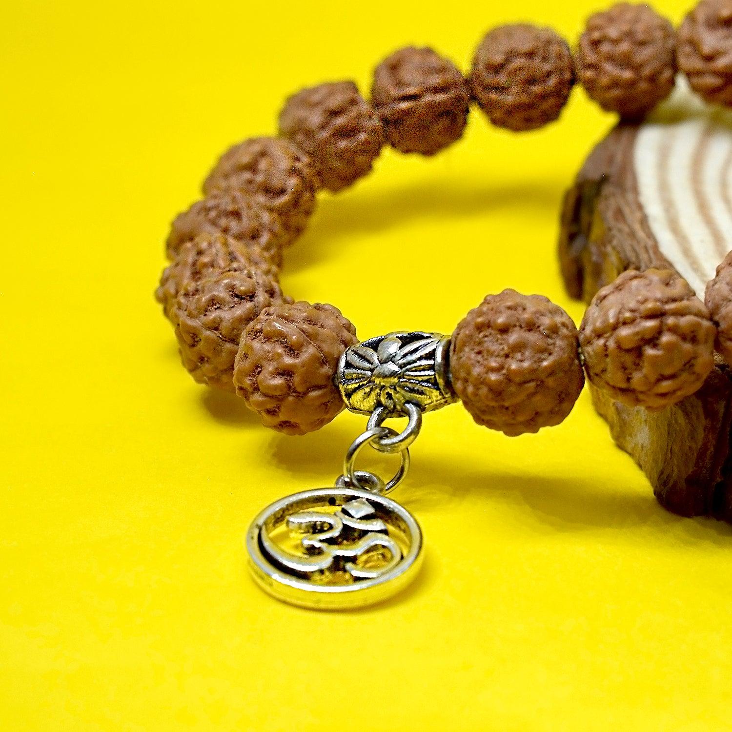 5 Mukhi Rudraksha Energy Healing Bracelet with Om Charm - Seetara