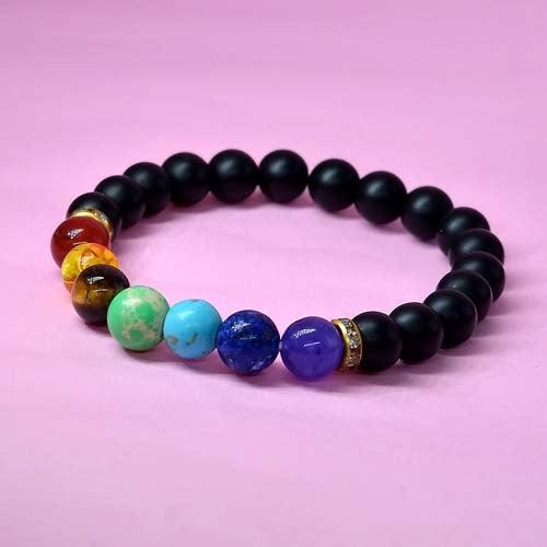 7 Chakra & Black Obsidian Healing Bracelet | For Purifying & Balancing - Seetara