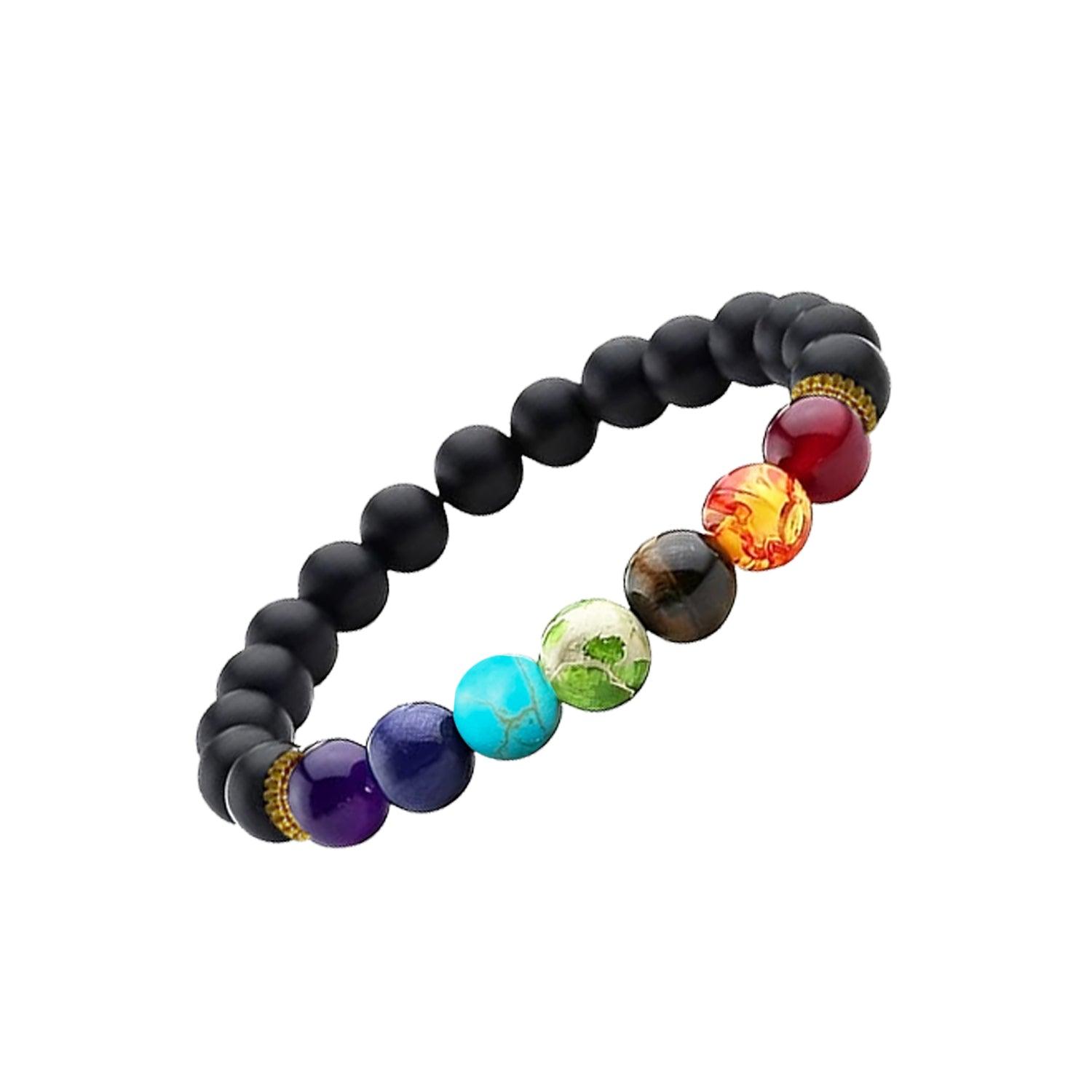 7 Chakra & Black Obsidian Healing Bracelet | For Purifying & Balancing - Seetara